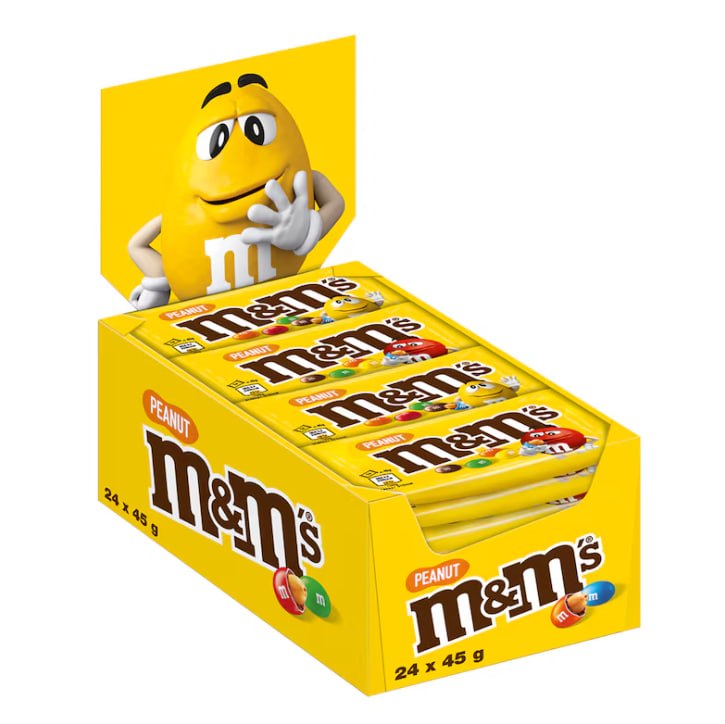 M&M's Peanut Cacahuète - Présentoir de 24 Sachets 45g